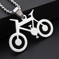 Bijoux pendentifs en acier inoxydable , vélo, couleur originale, 24x37mm, Trou:Environ 3mm, 10PC/lot, Vendu par lot