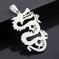 Stainless Steel Animal Pendants Dragon original color Approx 3mm Sold By Lot