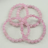 Rose Quartz Armband, naturlig, olika kvaliteter för val, 8mm, Ca 23PC/Strand, Såld Per Ca 7 inch Strand