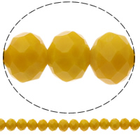 Perles de cristal rondelle, facettes, jaune citrine, 10x8mm, Trou:Environ 1.5mm, Longueur Environ 21 pouce, 10Strandstoron/sac, Environ 70PC/brin, Vendu par sac