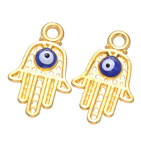 Sinkkiseos Hamsa riipukset, Evil Eye Hamsa, kullan väri kullattu, Islam korut & emali, nikkeli, lyijy ja kadmium vapaa, 13x20mm, Reikä:N. 2mm, 100PC/erä, Myymät erä