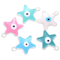 Evil Eye Pendants Zinc Alloy Star silver color plated evil eye pattern & enamel nickel lead & cadmium free Approx 2mm Sold By Lot