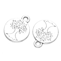 Alliage de zinc plate ronde pendentifs, Plat rond, Plaqué de couleur d'argent, protéger l'environnement, sans nickel, plomb et cadmium, 12x15mm, Trou:Environ 1.8mm, 200PC/lot, Vendu par lot