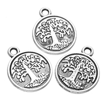 Alliage de zinc plate ronde pendentifs, Plat rond, Plaqué de couleur d'argent, protéger l'environnement, sans nickel, plomb et cadmium, 15x18mm, Trou:Environ 1.9mm, 200PC/lot, Vendu par lot