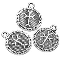 Alliage de zinc plate ronde pendentifs, Plat rond, Plaqué de couleur d'argent, protéger l'environnement, sans nickel, plomb et cadmium, 15x18mm, Trou:Environ 1.7mm, 200PC/lot, Vendu par lot