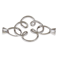 Mässing Fold Over Lås, Blomma, platina pläterad, nickel, bly och kadmium gratis, 53x24x8mm, Hål:Ca 5mm, Säljs av PC