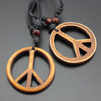 Resin Pendant Peace Logo imitation yak bone 46mm Approx 2mm Sold By Lot