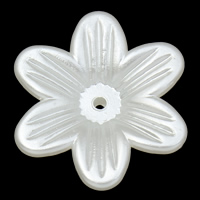 ABS plastikas pearl Karoliukas Cap, Gėlė, baltas, 25x26x6mm, Skylė:Apytiksliai 1mm, 2Krepšiai/Pirkimo, Apytiksliai 500kompiuteriai/Krepšys, Pardavė Pirkimo