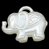 ABS plastik perle Pendel, Elephant, hvid, 35x29x10mm, Hole:Ca. 5x2mm, 2Tasker/Lot, Ca. 95pc'er/Bag, Solgt af Lot