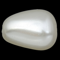 ABS plastik perle Bead, Teardrop, hvid, 14x18x11mm, Hole:Ca. 1mm, 2Tasker/Lot, Ca. 310pc'er/Bag, Solgt af Lot