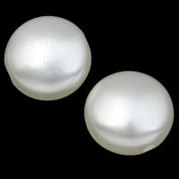 ABS plast pearl Korálek, Flat Round, bílý, 17x10mm, Otvor:Cca 2mm, 2Tašky/Lot, Cca 310PC/Bag, Prodáno By Lot