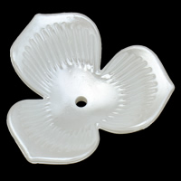 ABS Pearl plaisteach Bead Cap, Flower, bán, 35x35x9mm, Poll:Thart 1mm, 2málaí/Lot, Thart 250ríomhairí pearsanta/Mála, Díolta De réir Lot