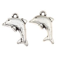 Akryl Häng, Dolphin, antik silver pläterad, 20x27x5mm, Hål:Ca 2mm, Ca 330PC/Bag, Säljs av Bag