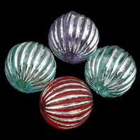 Silver Accent Acrylic Beads Round transparent & corrugated 8mm Approx 1mm Approx Sold By Bag