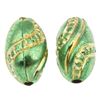 Beads Accent Ouro Acrílico, acrilico, Oval, bronzeado, verde, 8x13mm, Buraco:Aprox 1mm, Aprox 1300PCs/Bag, vendido por Bag