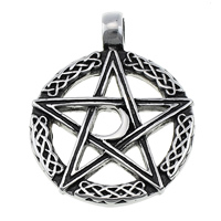 Bijoux pendentifs en acier inoxydable , acier inoxydable 316L, Pentagram, noircir, 34x43x8mm, Trou:Environ 6mm, 5PC/lot, Vendu par lot