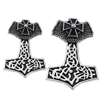 Stainless Steel Pendants 316L Stainless Steel Hammer of Thor & blacken Sold By Lot