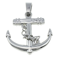 Rustfrit stål smykker Vedhæng, 316L Stainless Steel, Anchor, nautiske mønster, oprindelige farve, 37x38x5mm, Hole:Ca. 5x8mm, 5pc'er/Lot, Solgt af Lot