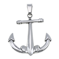 Rustfrit stål smykker Vedhæng, 316L Stainless Steel, Anchor, nautiske mønster & sværte, 42x45x4mm, Hole:Ca. 4.5x8mm, 5pc'er/Lot, Solgt af Lot