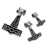 Edelstahl Schmuck Anhänger, 316 L Edelstahl, Thors Hammer, verschiedene Größen vorhanden & Schwärzen, 5PCs/Menge, verkauft von Menge