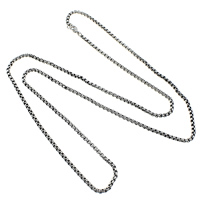 Stainless Steel Chain halskæde, 316L Stainless Steel, boks kæde & sværte, 3x3x0.30mm, Længde Ca. 32 inch, 5Strands/Lot, Solgt af Lot