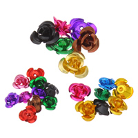 Aluminium blomst perler, Flower, malede, Chinese & forskellig størrelse for valg & lagdelt, flere farver til valg, nikkel, bly & cadmium fri, Hole:Ca. 1mm, 930pc'er/Bag, Solgt af Bag