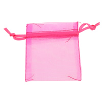 Sieraden Koord Tassen, Organza, doorschijnend, fuchsia roze, 50x70mm, 100/Strand, Verkocht door Strand