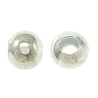 Perles bijoux en laiton, Rond, Placage de couleur argentée, protéger l'environnement, sans nickel, plomb et cadmium, 5mm, Trou:Environ 1.5mm, 100PC/sac, Vendu par sac