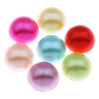 ABS plastikas pearl Kabošonas, Butas Round, butas atgal, mišrios spalvos, 12x5mm, 100kompiuteriai/Krepšys, Pardavė Krepšys