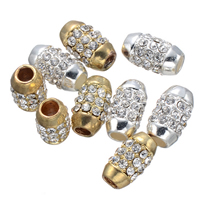 Zinklegering European Beads, Zinc Alloy, Ovaal, plated, zonder troll & met strass, meer kleuren voor de keuze, nikkel, lood en cadmium vrij, 8.90x15.20mm, Gat:Ca 4.2mm, 50pC's/Lot, Verkocht door Lot