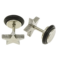 Cruach dhosmálta Cluas Piercing Jewelry, le Silicone, Star, dath bunaidh, 8.5x8.5x2mm, 10mm, 1mm, 50ríomhairí pearsanta/Lot, Díolta De réir Lot