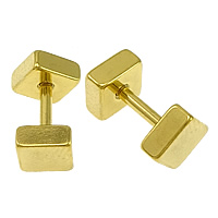 Edelstahl Ohrpiercing Schmuck, goldfarben plattiert, 5x5x2.2mm, 10mm, 1mm, 100PCs/Menge, verkauft von Menge