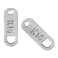 Ruostumaton teräs Extender Ketju Drop, Flat Oval, jossa numero kuvio, alkuperäinen väri, 4x11x1mm, Reikä:N. 0.5mm, 1000PC/laukku, Myymät laukku