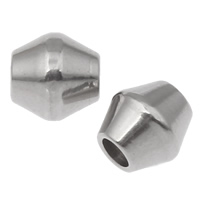 Stainless Steel Bead, Bicone, oprindelige farve, 6x6mm, Hole:Ca. 2.5mm, 200pc'er/Bag, Solgt af Bag