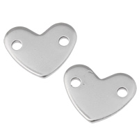 Rustfrit stål Connector, Stainless Steel, Heart, 1/1 løkke, oprindelige farve, 14x11x1.50mm, Hole:Ca. 1mm, 100pc'er/Bag, Solgt af Bag