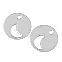 Stainless Steel Pendants Flat Round original color Approx 1mm Sold By Bag