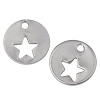 Stainless Steel Pendants Flat Round original color Approx 1mm Sold By Bag