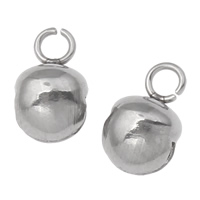 Stainless Steel Bell Charm, oprindelige farve, 5x8x5mm, Hole:Ca. 2mm, 100pc'er/Bag, Solgt af Bag