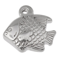 Acciaio inossidabile Animal Ciondoli, acciaio inox, Pesce, colore originale, 18x17x5mm, Foro:Appross. 1.5mm, 50PC/borsa, Venduto da borsa