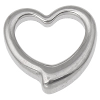 Rustfrit stål Linking Ring, Stainless Steel, Heart, oprindelige farve, 17x17x4.50mm, Hole:Ca. 12x8mm, 50pc'er/Bag, Solgt af Bag