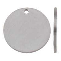 Rustfrit stål Tag Charm, Stainless Steel, Flad Rund, laseren mønster & Tilpasset, oprindelige farve, 15x1mm, Hole:Ca. 1mm, 10pc'er/Bag, Solgt af Bag