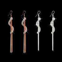 Fashion Fringe Boucles d'oreilles, alliage de zinc, fer boucle d'oreille crochet, Placage, avec strass, plus de couleurs à choisir, protéger l'environnement, sans nickel, plomb et cadmium, 115mm, Vendu par paire