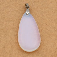 Sea opal häng, med mässing bail, Dropp, platina pläterad, 20x40x6mm, Hål:Ca 3x4mm, 10PC/Bag, Säljs av Bag