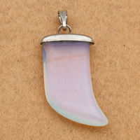 Opal Anhänger, mit Messing Stiftöse, Degenscheide, Platinfarbe platiniert, 18x29x5mm, Bohrung:ca. 2x5mm, 10PCs/Tasche, verkauft von Tasche