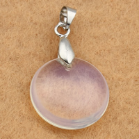 Sea Opal Hangers, met messing borgtocht, Rond plat, platinum plated, 17x5mm, Gat:Ca 3x4mm, 10pC's/Bag, Verkocht door Bag