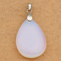 Sea Opal Μενταγιόν, με ορείχαλκο εγγύηση, Teardrop, χρώμα επιπλατινωμένα, 20x30x6mm, Τρύπα:Περίπου 3x4mm, 10PCs/τσάντα, Sold Με τσάντα