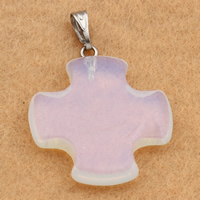 Pendants Farraige Opal, le bannaí práis, Cross, dath platanam plátáilte, 25x25x5mm, Poll:Thart 2x5mm, 10ríomhairí pearsanta/Mála, Díolta De réir Mála