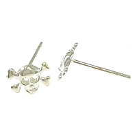 925 Sterling Silver Stud σκουλαρίκι, Κρανίο, χωρίς earnut, 7x5x1.2mm, 0.8mm, 5Ζεύγη/Παρτίδα, Sold Με Παρτίδα