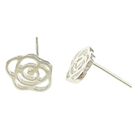 925 Sterling Zilver Stud Earring, Bloem, zonder earnut & hol, 10x9x1mm, 0.8mm, 5paren/Lot, Verkocht door Lot