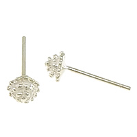 925 Sterling Silver Stud σκουλαρίκι, Λουλούδι, χωρίς earnut, 5x5x3mm, 0.8mm, 5Ζεύγη/Παρτίδα, Sold Με Παρτίδα